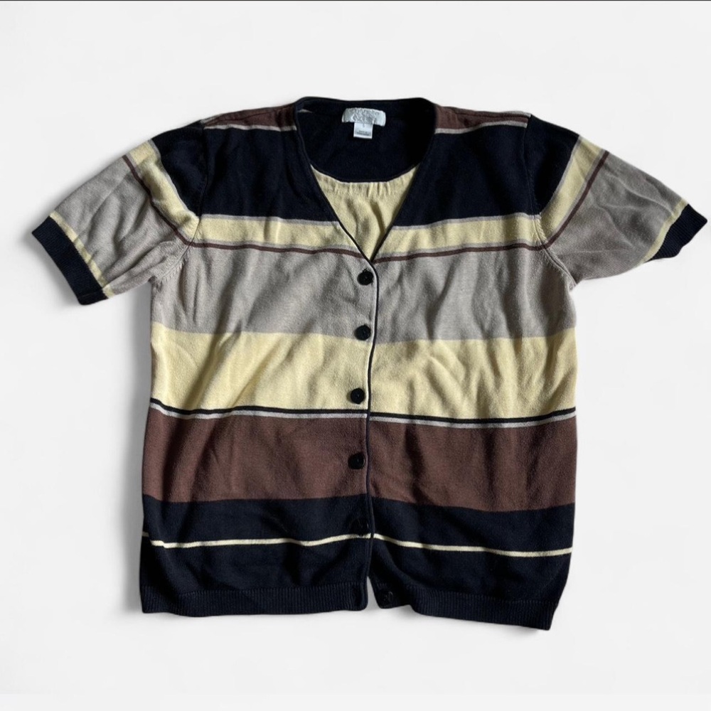 90s preppy knit striped cardigan sweater
